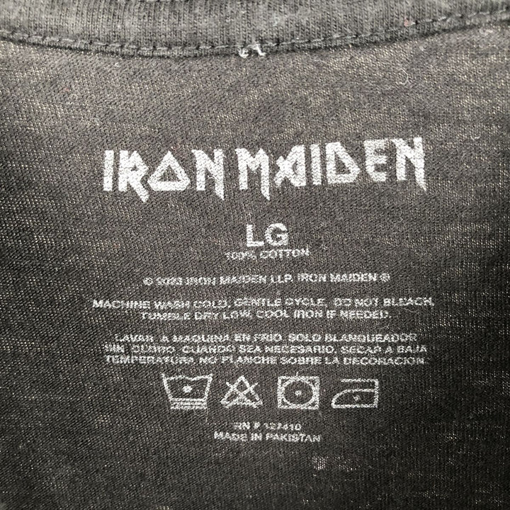 IRON MAIDEN Iron Maiden Band T-shirt Band T Men's L size cotton black type Vintage Second Hand