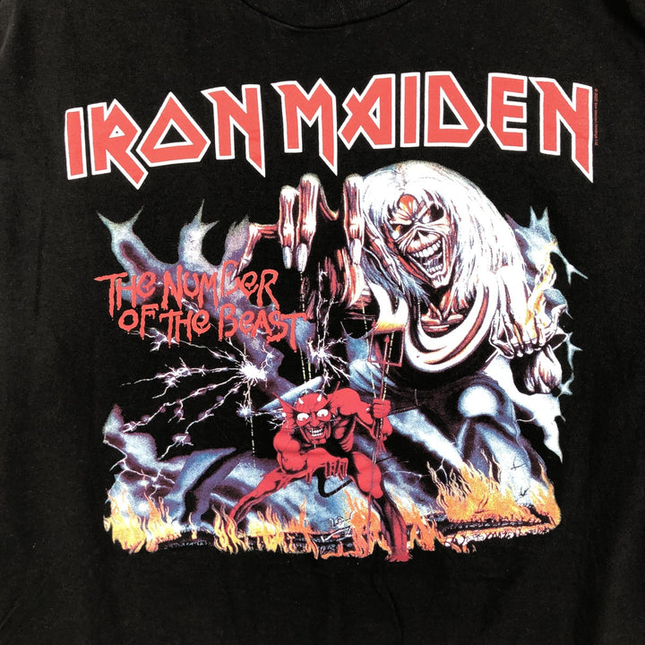 IRON MAIDEN Iron Maiden Band T-shirt Band T Men's L size cotton black type Vintage Second Hand