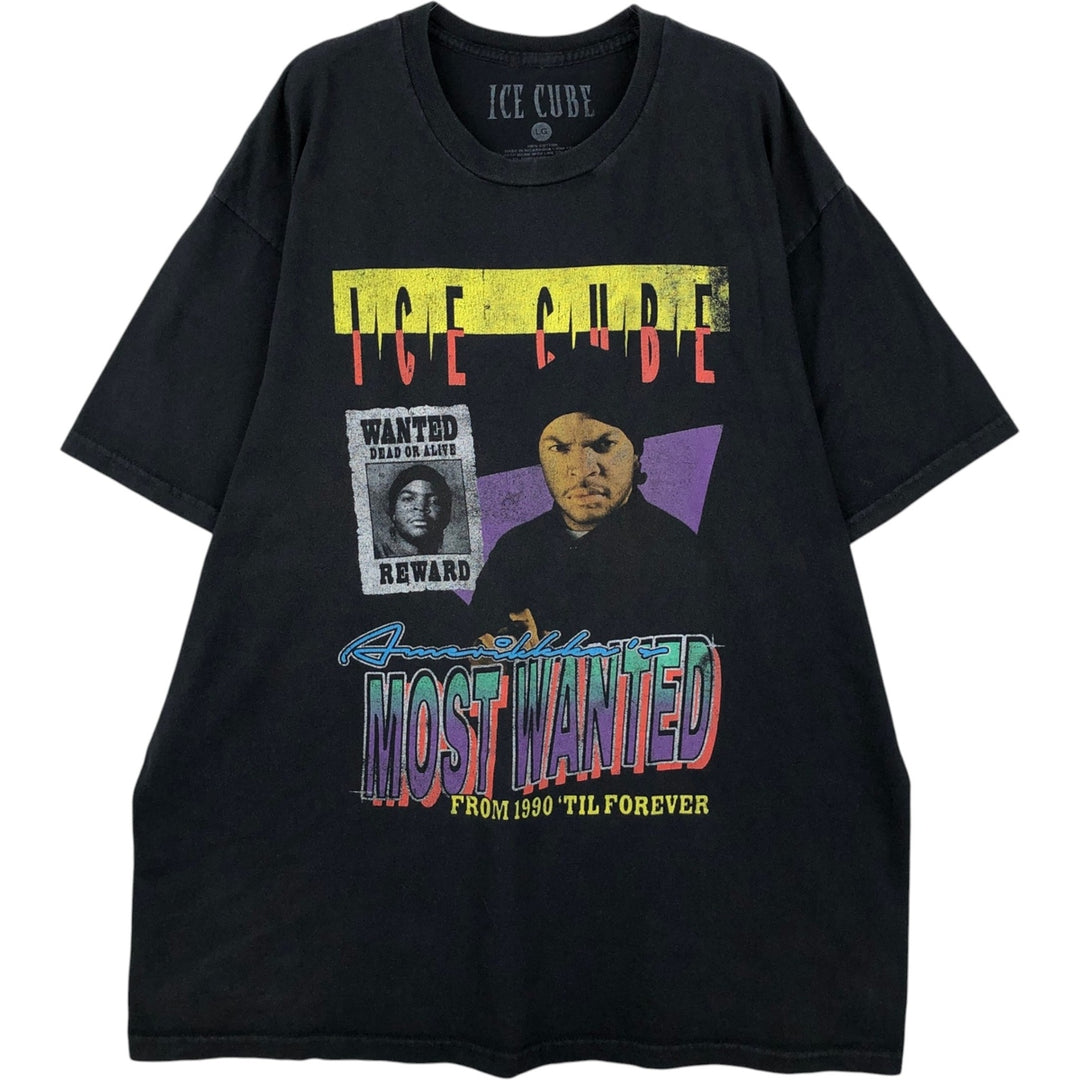 ICE CUBE Rap T-shirt, Men's L size cotton black type Vintage Second Hand