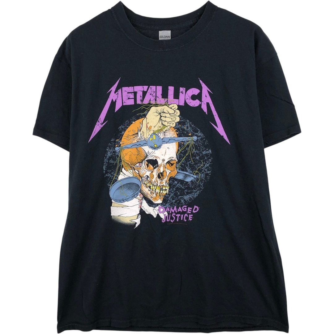 METALLICA Skull Pattern Band T-shirt Band Tee Men's L size cotton black type Vintage Second Hand