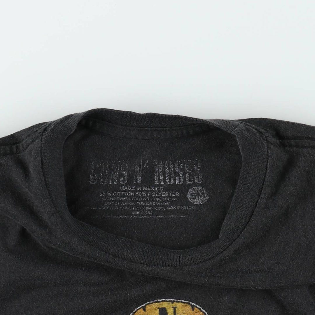 GUNS N' ROSES Skull Pattern Band T-shirt, Band Tee, Men's S size cotton black type Vintage Second Hand