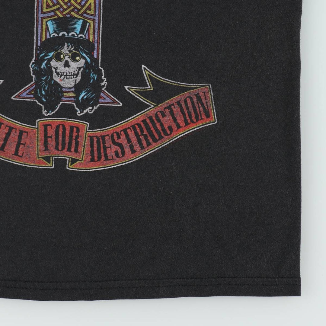 GUNS N' ROSES Skull Pattern Band T-shirt, Band Tee, Men's S size cotton black type Vintage Second Hand