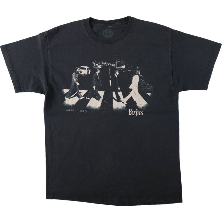 THE BEATLES Band T-shirt, Men's L size cotton black type Vintage Second Hand