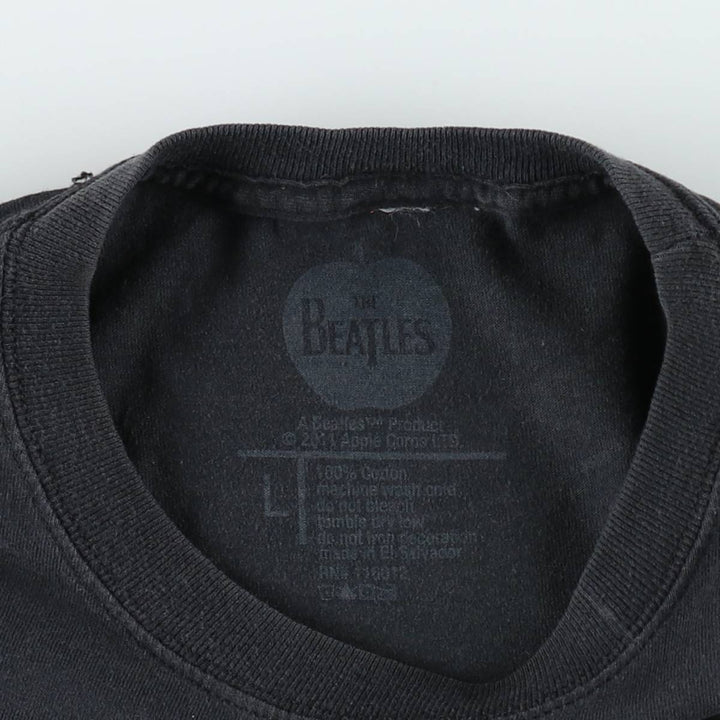 THE BEATLES Band T-shirt, Men's L size cotton black type Vintage Second Hand