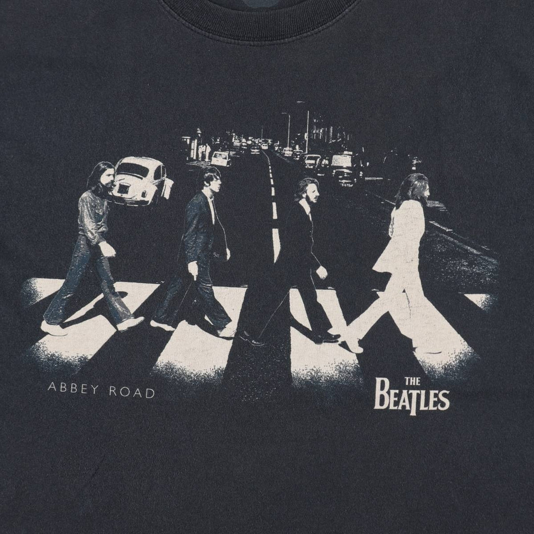 THE BEATLES Band T-shirt, Men's L size cotton black type Vintage Second Hand