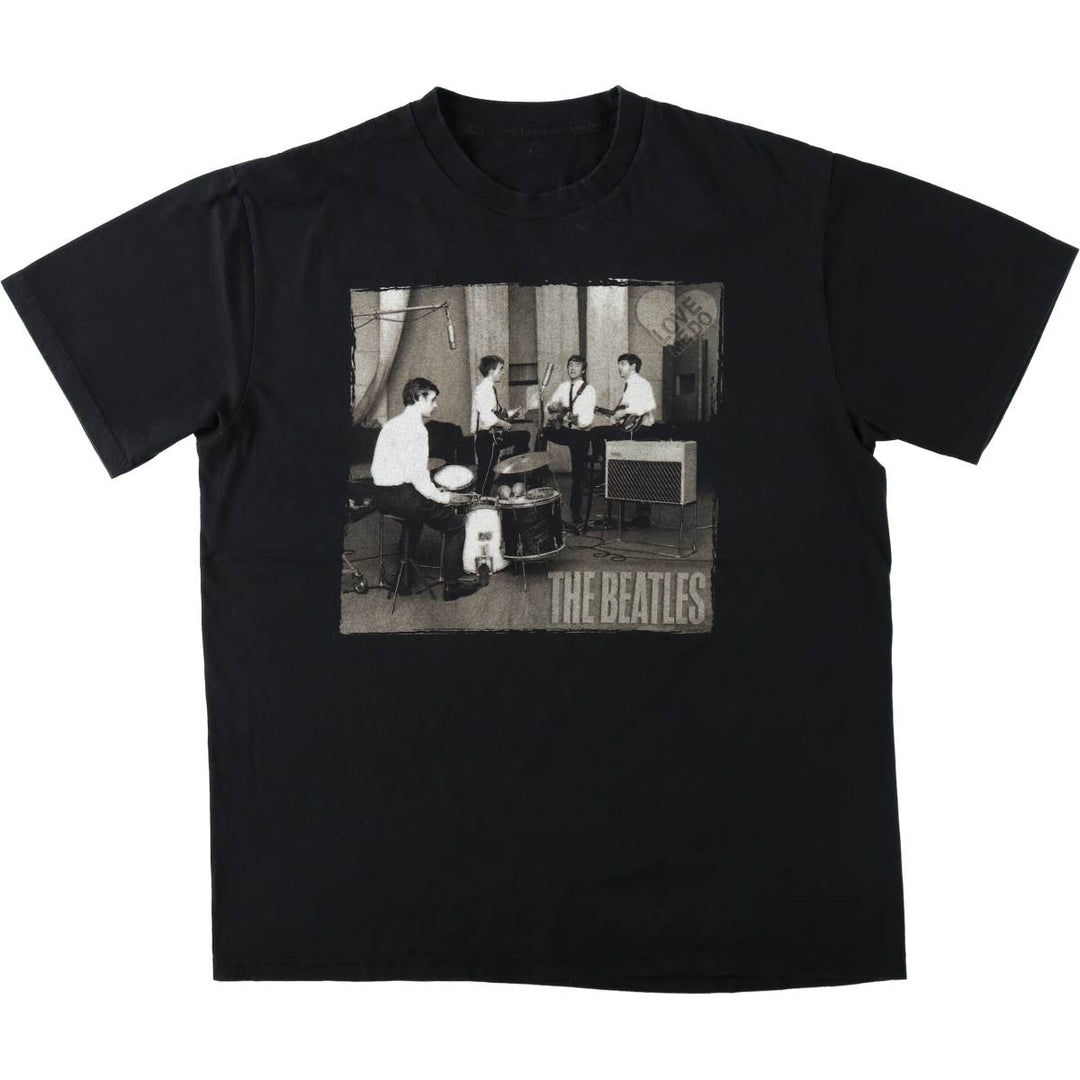 THE BEATLES Band T-shirt, Men's M size unclear black type Vintage Second Hand
