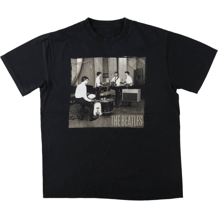 THE BEATLES Band T-shirt, Men's M size unclear black type Vintage Second Hand