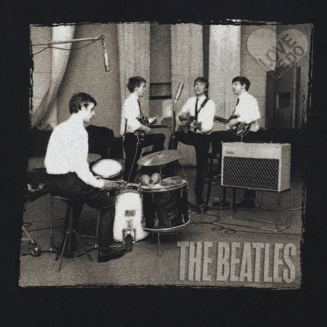 THE BEATLES Band T-shirt, Men's M size unclear black type Vintage Second Hand