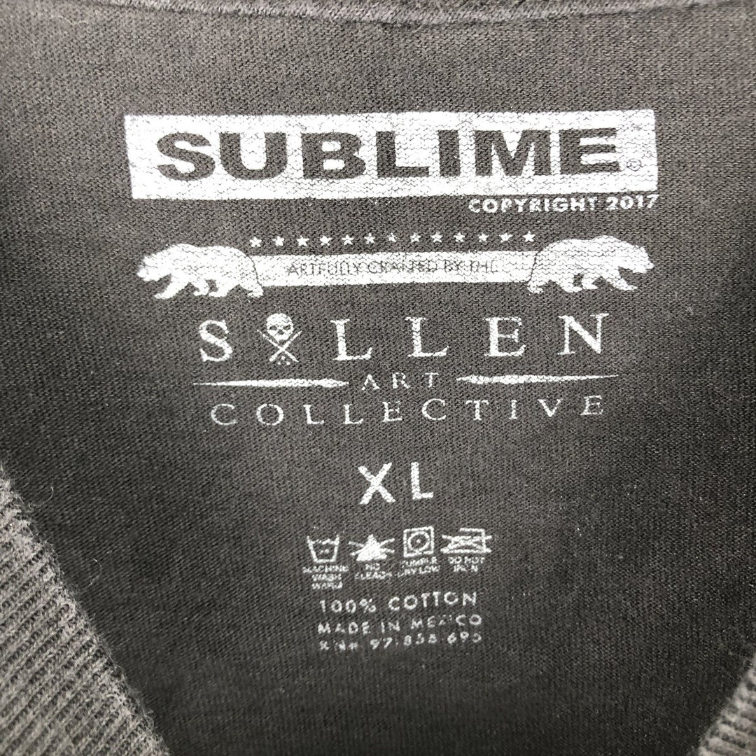 SUBLIME Skull Pattern Band T-Shirt (Men's XL equivalent) cotton black type Vintage Second Hand
