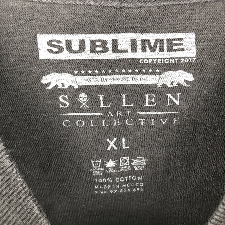 SUBLIME Skull Pattern Band T-Shirt (Men's XL equivalent) cotton black type Vintage Second Hand
