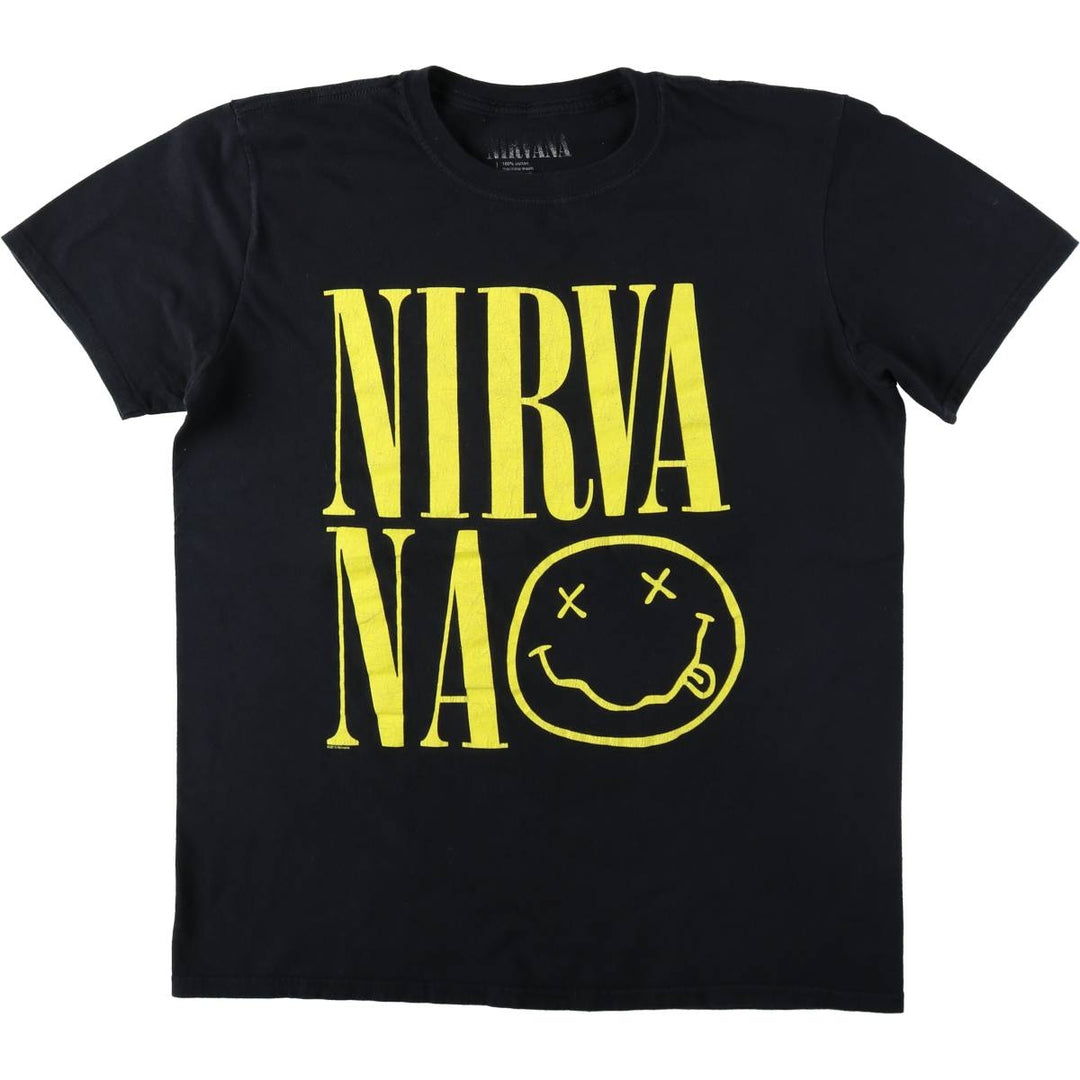 NIRVANA Nirvana Band T-shirt, Band T, Men's L size cotton black type Vintage Second Hand