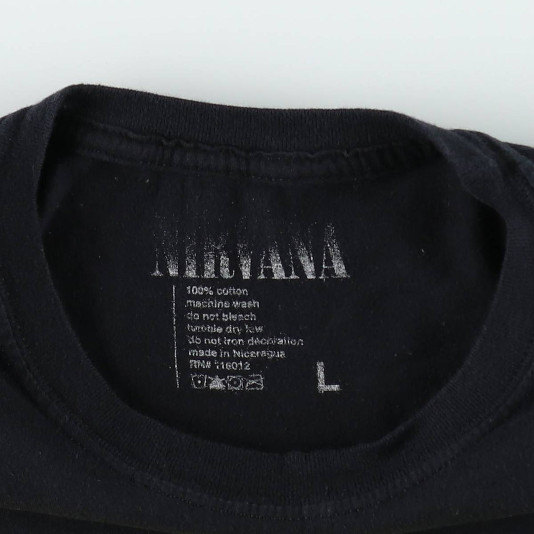 NIRVANA Nirvana Band T-shirt, Band T, Men's L size cotton black type Vintage Second Hand