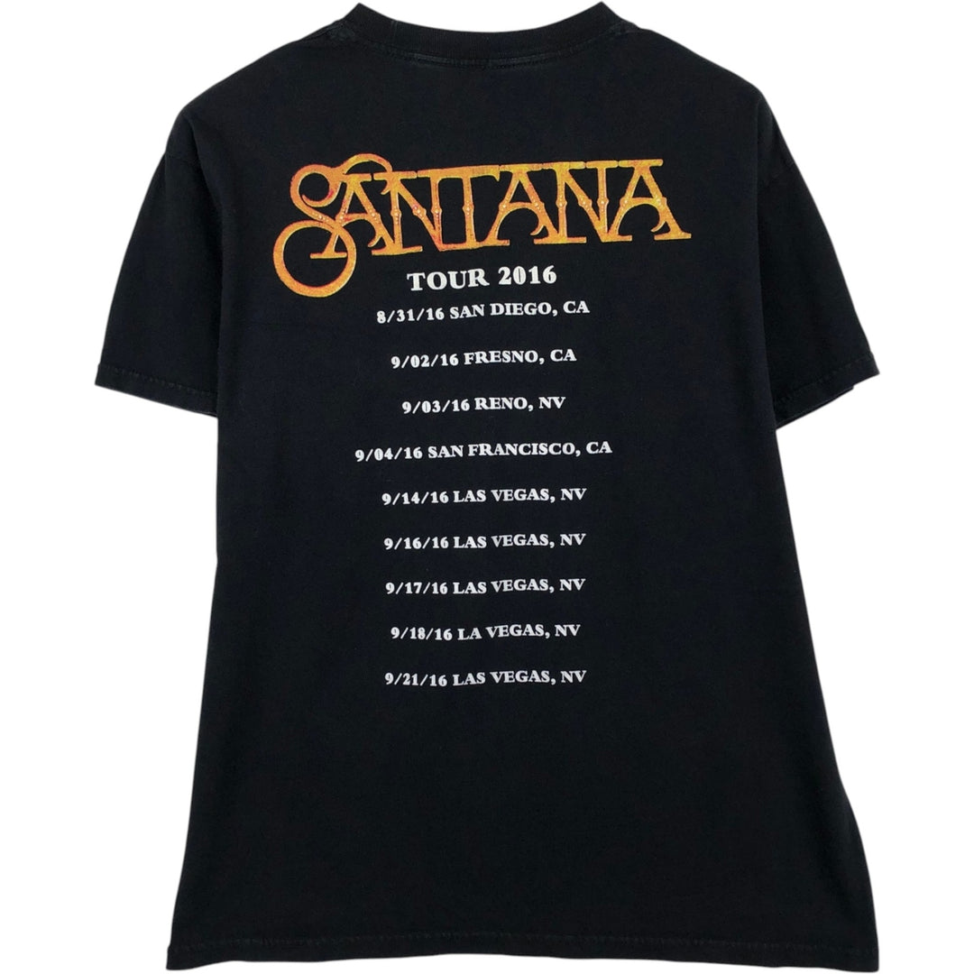 SANTANA Leopard Pattern Band T-Shirt (Men's XL equivalent) unclear black type Vintage Second Hand