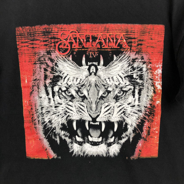 SANTANA Leopard Pattern Band T-Shirt (Men's XL equivalent) unclear black type Vintage Second Hand