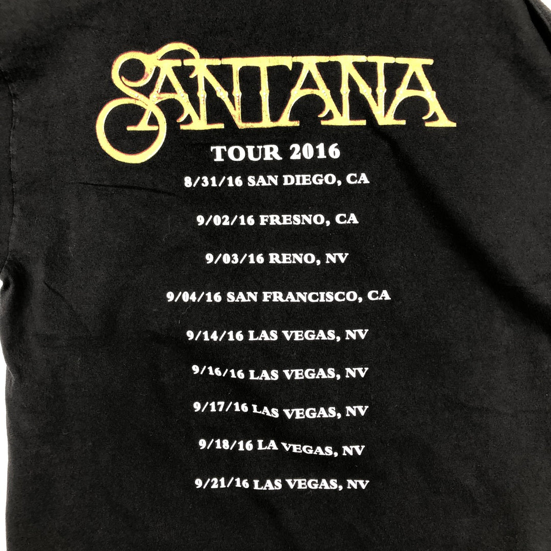SANTANA Leopard Pattern Band T-Shirt (Men's XL equivalent) unclear black type Vintage Second Hand