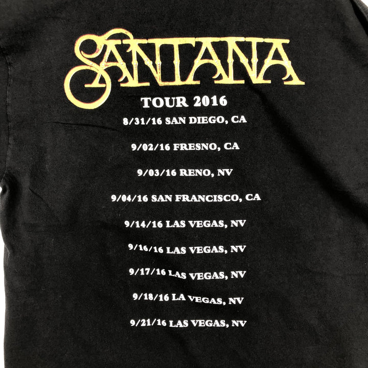 SANTANA Leopard Pattern Band T-Shirt (Men's XL equivalent) unclear black type Vintage Second Hand