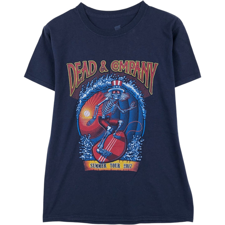 Hanes DEAD & COMPANY Skull Pattern Band T-Shirt (Men's Size S) cotton navy blue type Vintage Second Hand