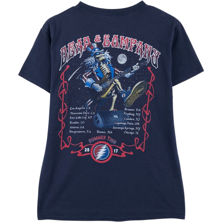 Hanes DEAD & COMPANY Skull Pattern Band T-Shirt (Men's Size S) cotton navy blue type Vintage Second Hand