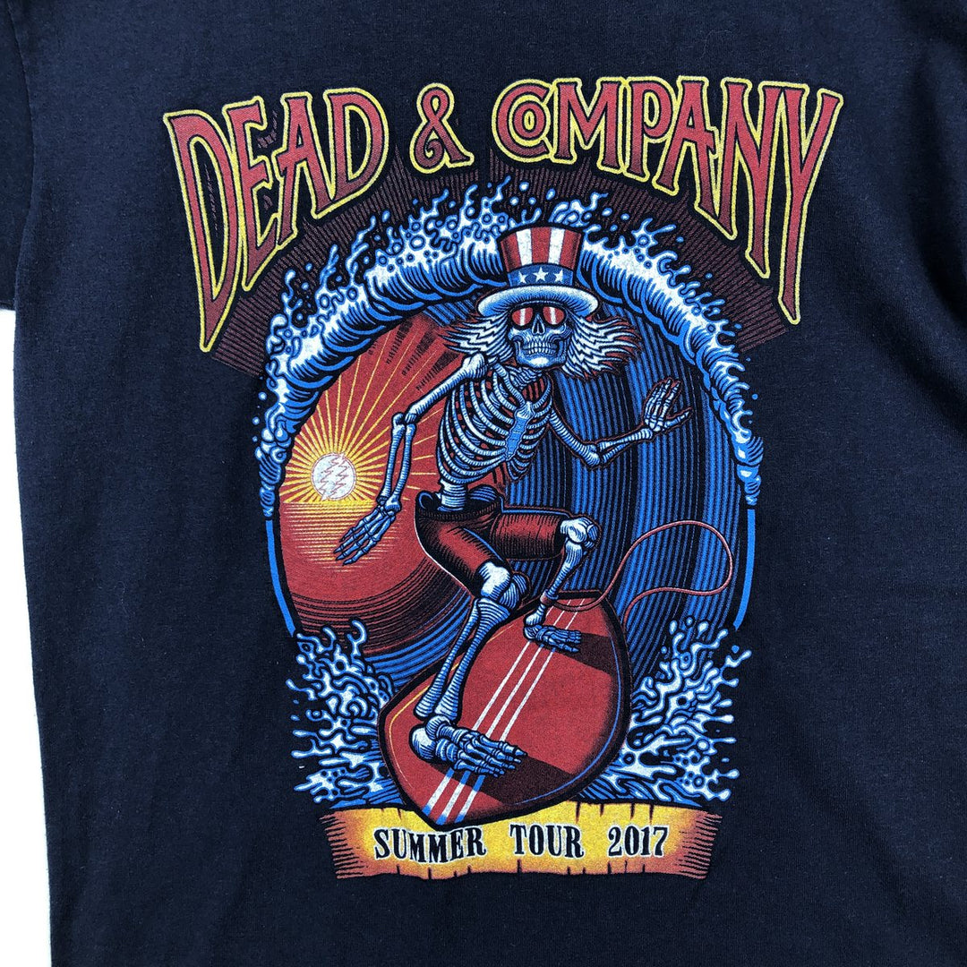 Hanes DEAD & COMPANY Skull Pattern Band T-Shirt (Men's Size S) cotton navy blue type Vintage Second Hand