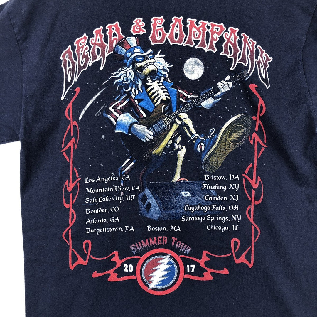 Hanes DEAD & COMPANY Skull Pattern Band T-Shirt (Men's Size S) cotton navy blue type Vintage Second Hand