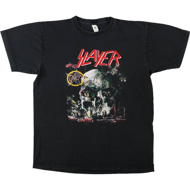 SEL SLAYER Skull Pattern Band T-Shirt (Men's Size L) cotton black type Vintage Second Hand