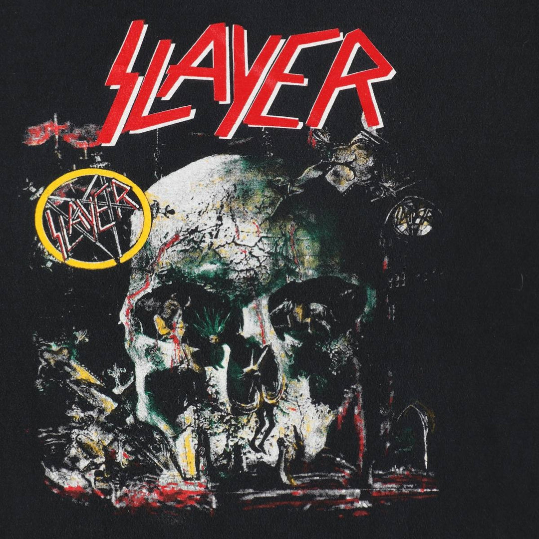 SEL SLAYER Skull Pattern Band T-Shirt (Men's Size L) cotton black type Vintage Second Hand