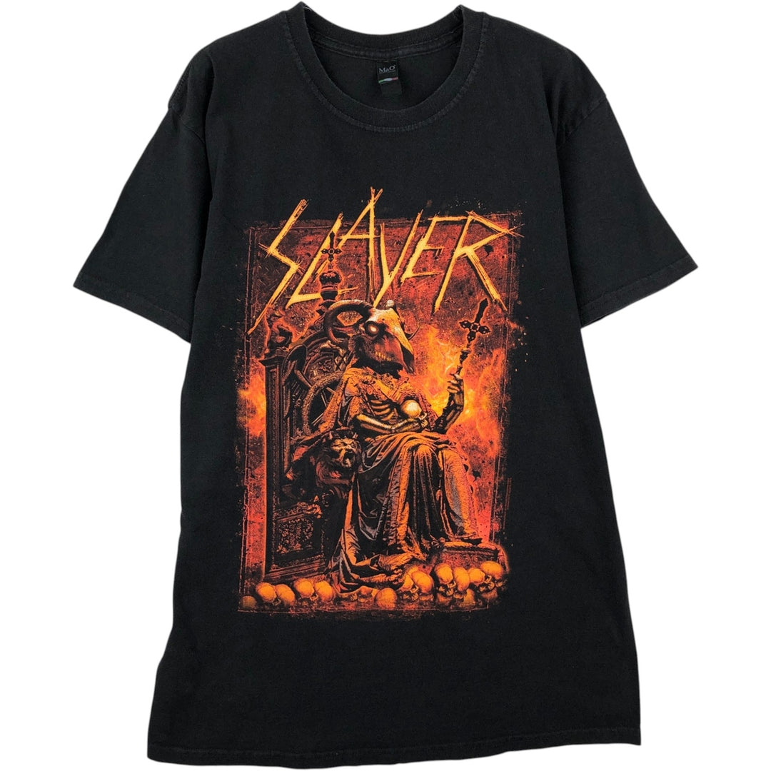 M&O Gold SLAYER Goat Skull Print Band T-Shirt (Men's Size M) unclear black type Vintage Second Hand
