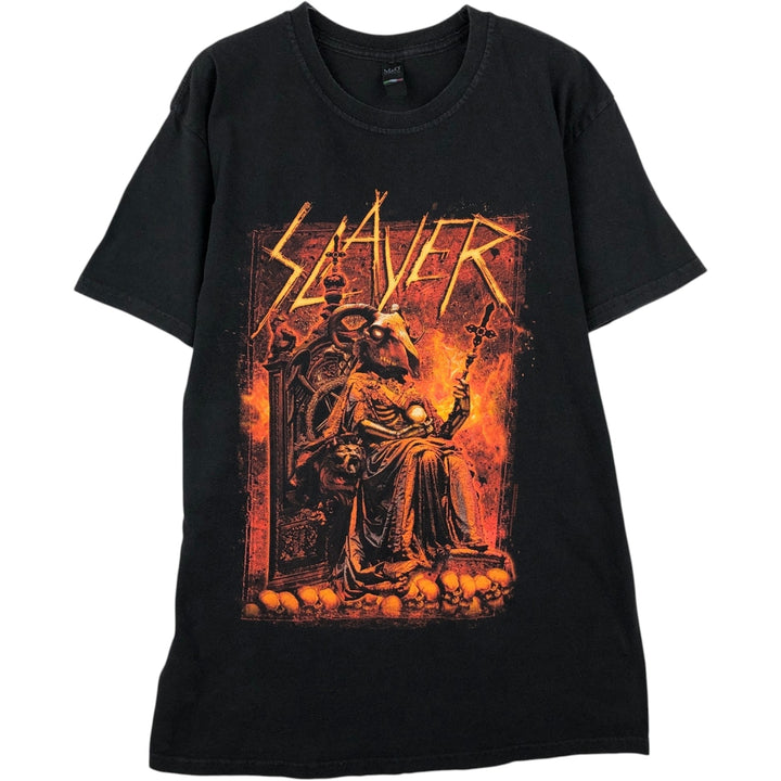 M&O Gold SLAYER Goat Skull Print Band T-Shirt (Men's Size M) unclear black type Vintage Second Hand