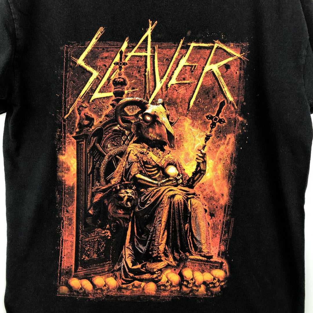 M&O Gold SLAYER Goat Skull Print Band T-Shirt (Men's Size M) unclear black type Vintage Second Hand
