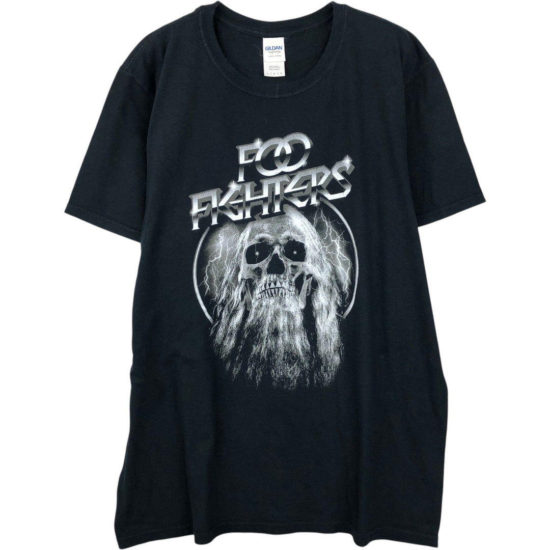 Gildan Foo Fighters Skull Pattern Band T-Shirt (Men's Size L) cotton black type Vintage Second Hand