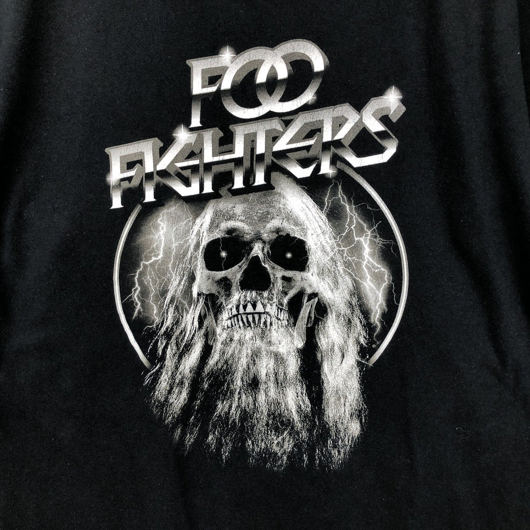 Gildan Foo Fighters Skull Pattern Band T-Shirt (Men's Size L) cotton black type Vintage Second Hand