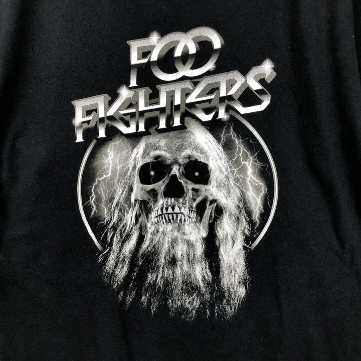 Gildan Foo Fighters Skull Pattern Band T-Shirt (Men's Size L) cotton black type Vintage Second Hand