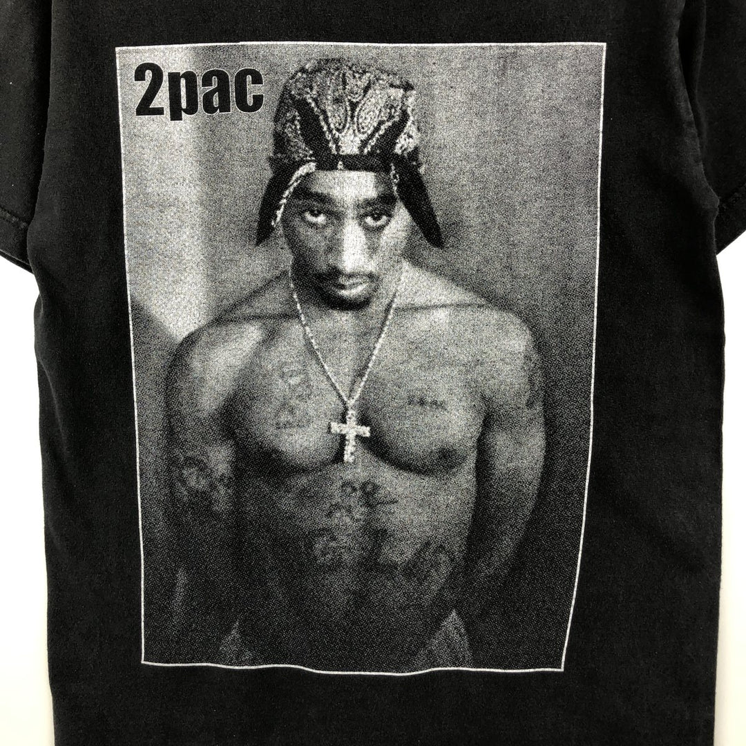2pac Rap T-shirt, Men's S size unclear black type Vintage Second Hand