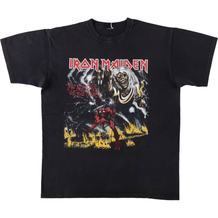 IRON MAIDEN Iron Maiden Band T-shirt Band T Men's M size unclear black type Vintage Second Hand