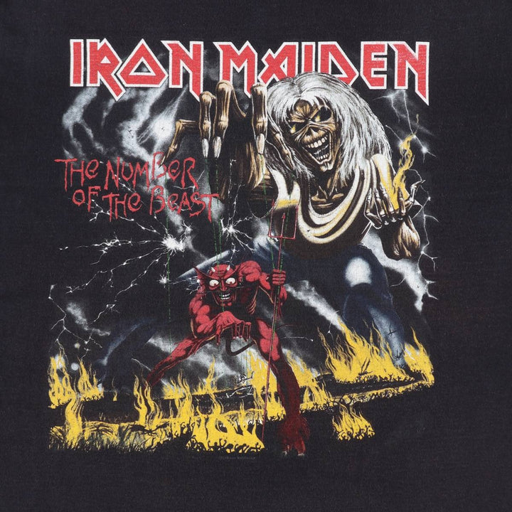 IRON MAIDEN Iron Maiden Band T-shirt Band T Men's M size unclear black type Vintage Second Hand