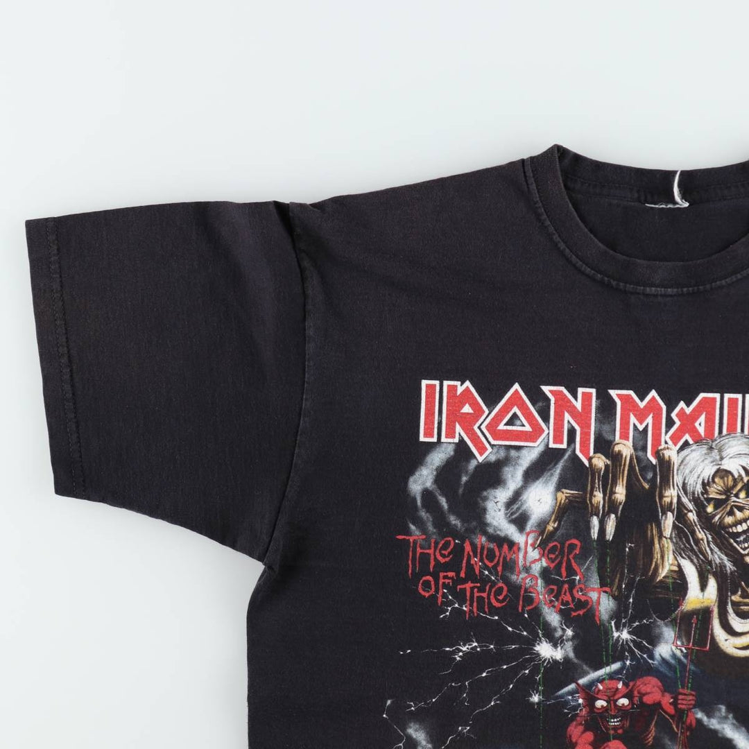IRON MAIDEN Iron Maiden Band T-shirt Band T Men's M size unclear black type Vintage Second Hand