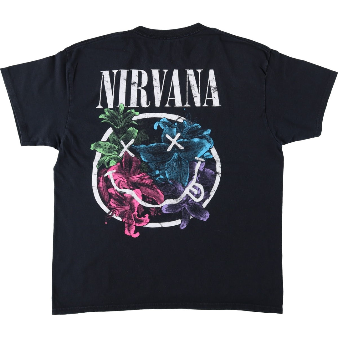 NIRVANA Nirvana Band T-shirt, Band T, Men's L size cotton black type Vintage Second Hand