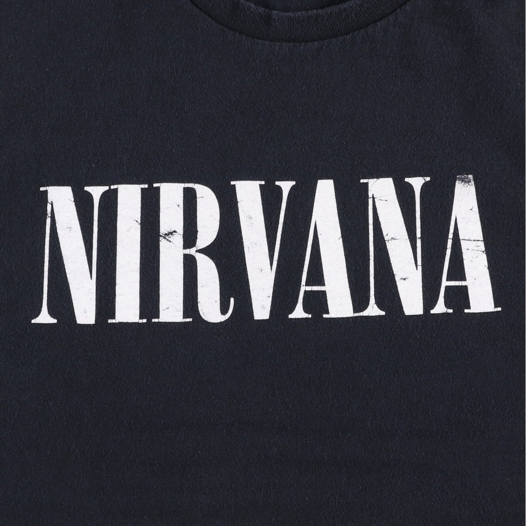 NIRVANA Nirvana Band T-shirt, Band T, Men's L size cotton black type Vintage Second Hand