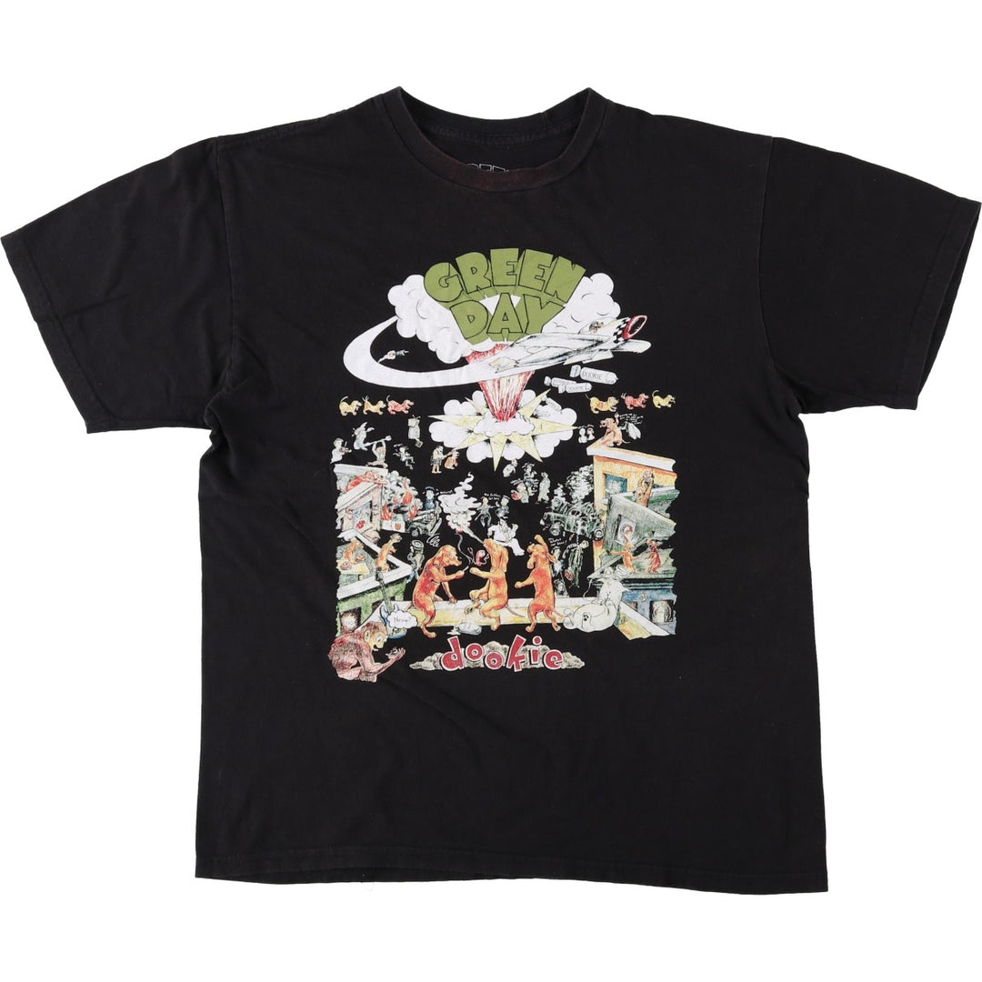 GREEN DAY Green Day Band T-shirt Band T Men's M size cotton black type Vintage Second Hand