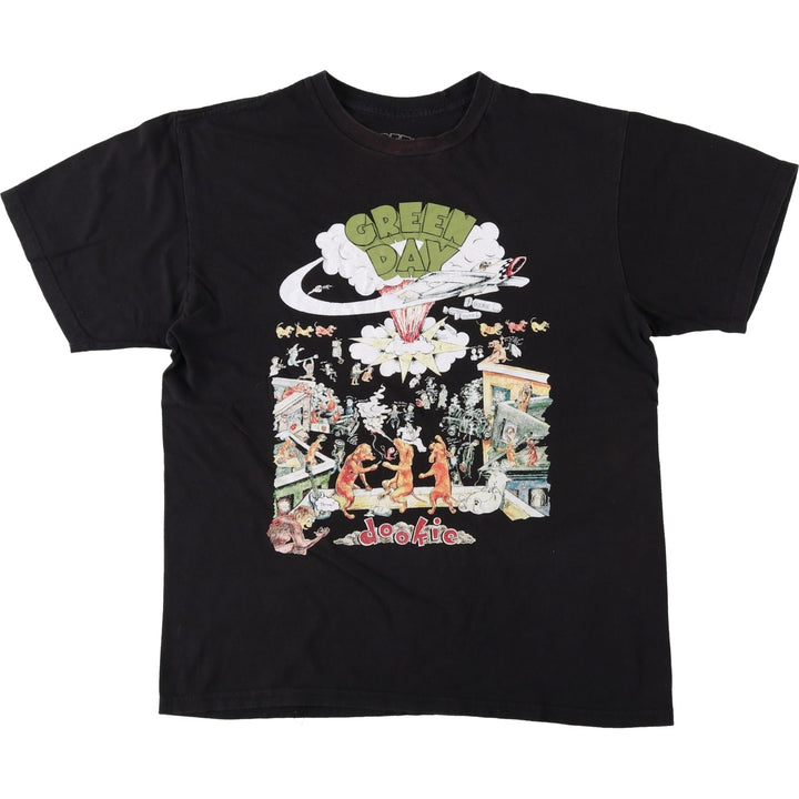 GREEN DAY Green Day Band T-shirt Band T Men's M size cotton black type Vintage Second Hand