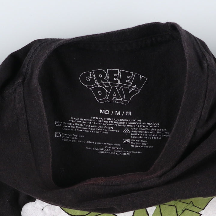 GREEN DAY Green Day Band T-shirt Band T Men's M size cotton black type Vintage Second Hand