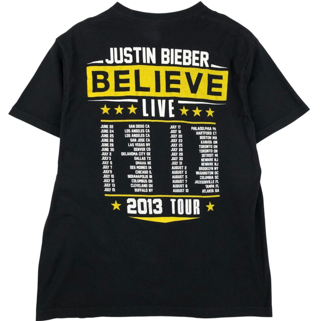 TULTEX JUSTIN BIEBER Band T-Shirt (Men's XL equivalent) cotton black type Vintage Second Hand