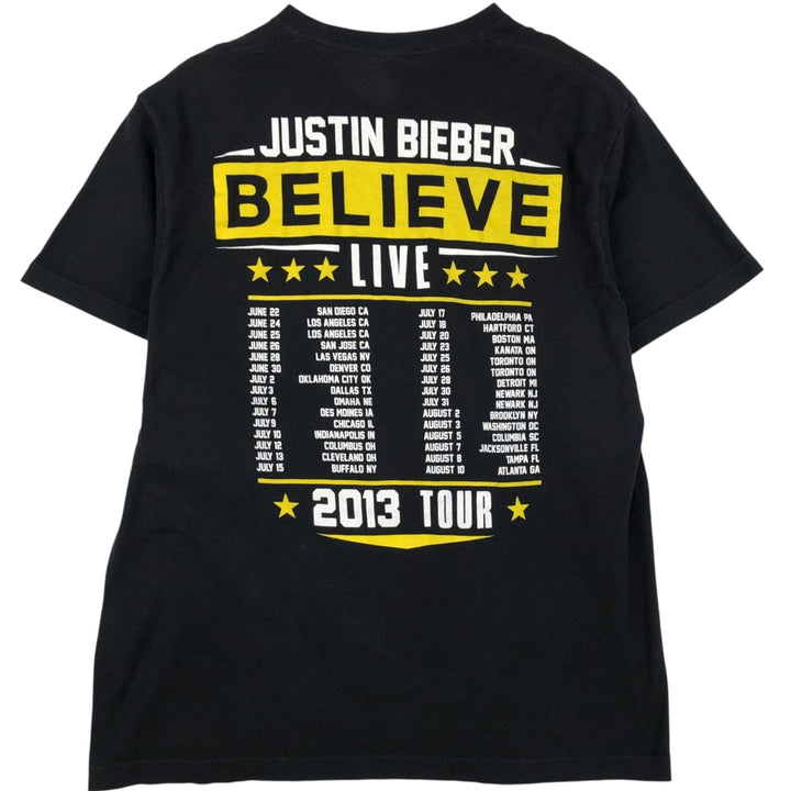 TULTEX JUSTIN BIEBER Band T-Shirt (Men's XL equivalent) cotton black type Vintage Second Hand
