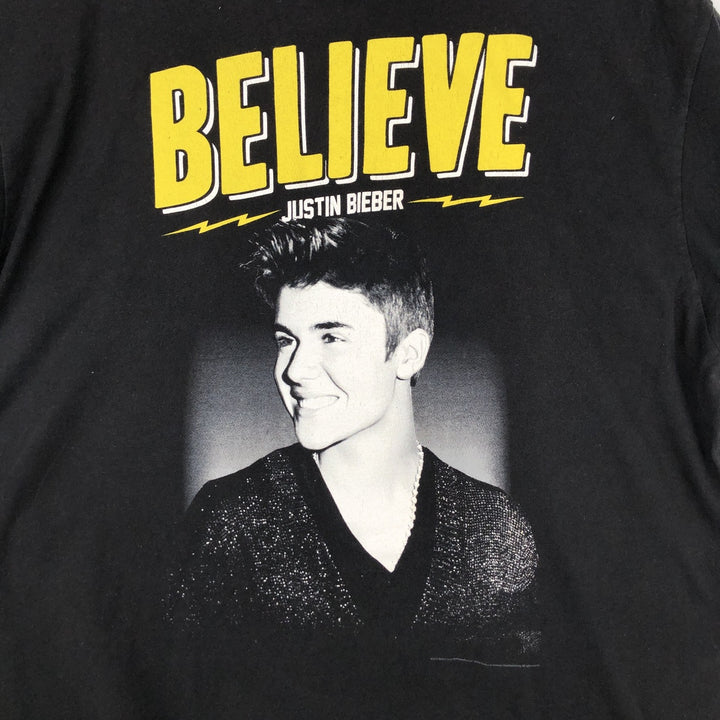 TULTEX JUSTIN BIEBER Band T-Shirt (Men's XL equivalent) cotton black type Vintage Second Hand