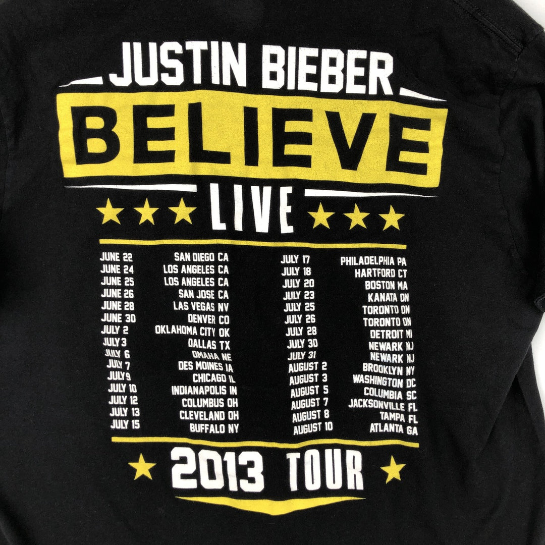 TULTEX JUSTIN BIEBER Band T-Shirt (Men's XL equivalent) cotton black type Vintage Second Hand