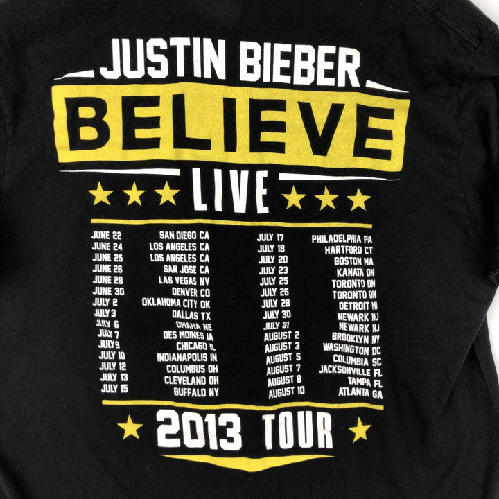 TULTEX JUSTIN BIEBER Band T-Shirt (Men's XL equivalent) cotton black type Vintage Second Hand