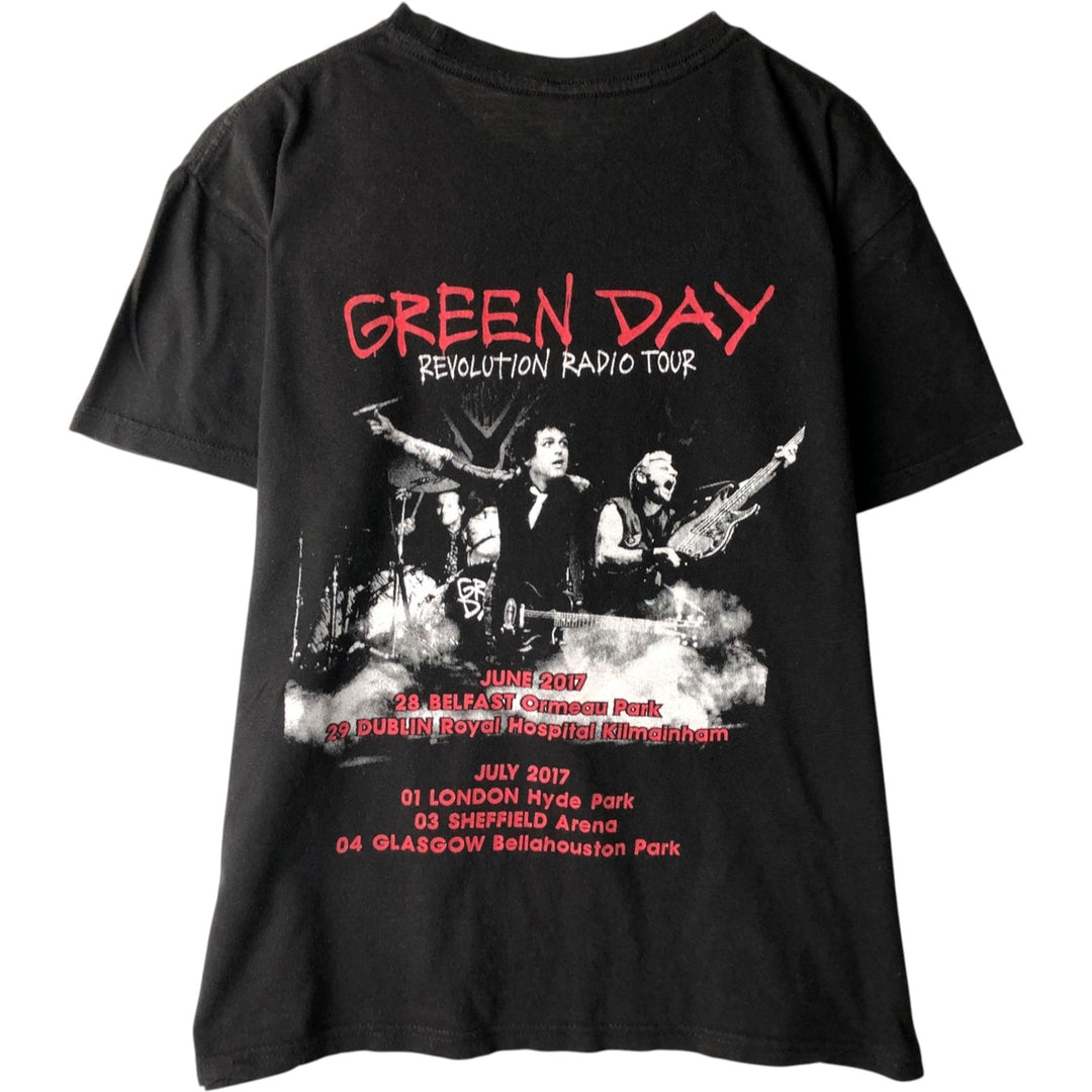 GREEN DAY Green Day Band T-shirt Band T Men's L size unclear black type Vintage Second Hand