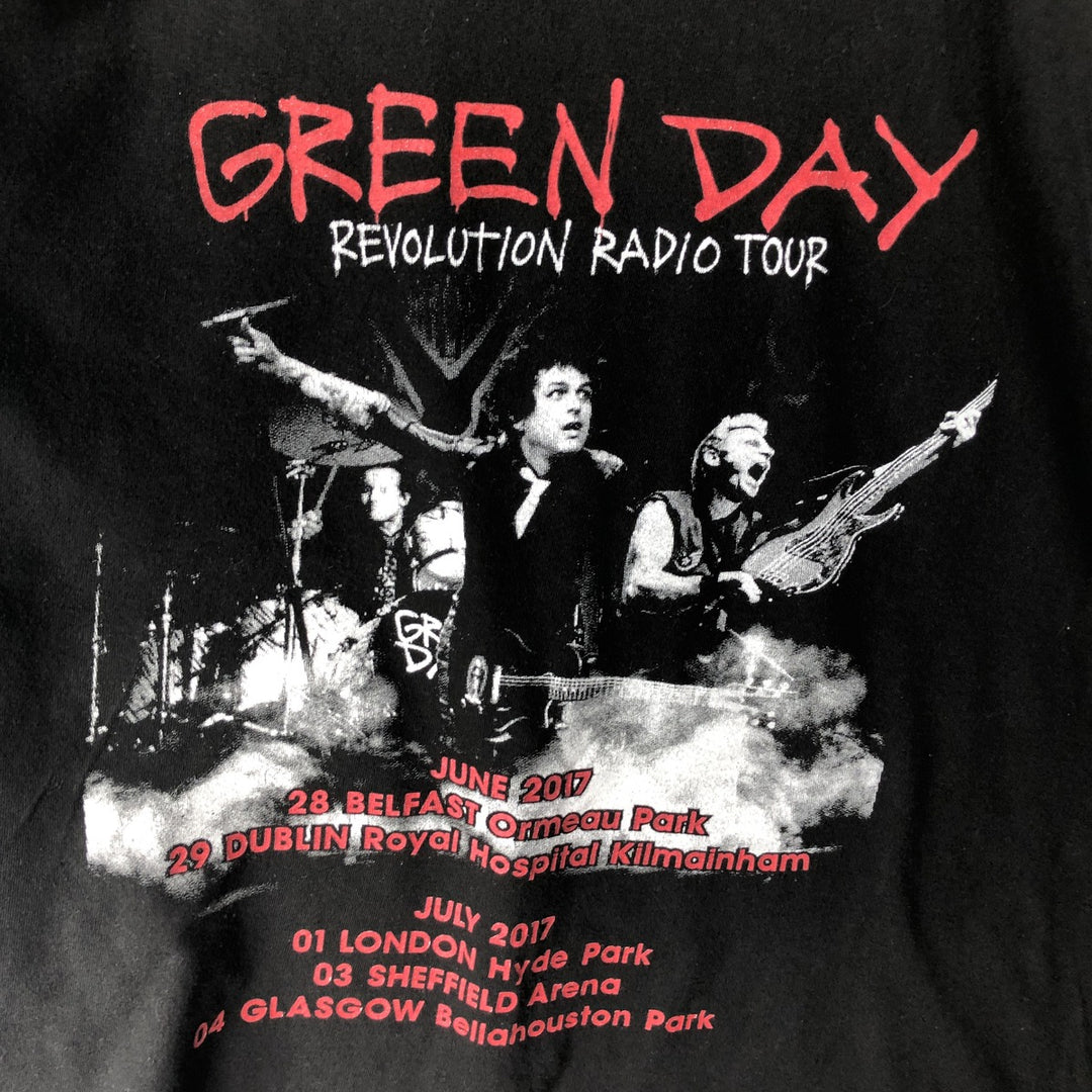 GREEN DAY Green Day Band T-shirt Band T Men's L size unclear black type Vintage Second Hand