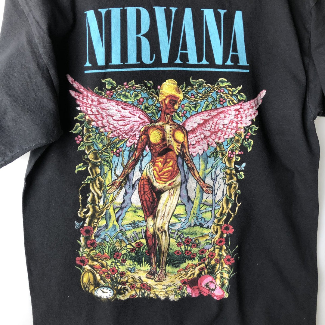 NIRVANA Nirvana Band T-shirt, Band T, Men's M size unclear black type Vintage Second Hand