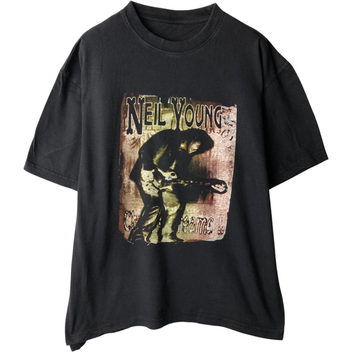 NEIL YOUNG band t-shirt, men's size XL (approx.) unclear black type Vintage Second Hand
